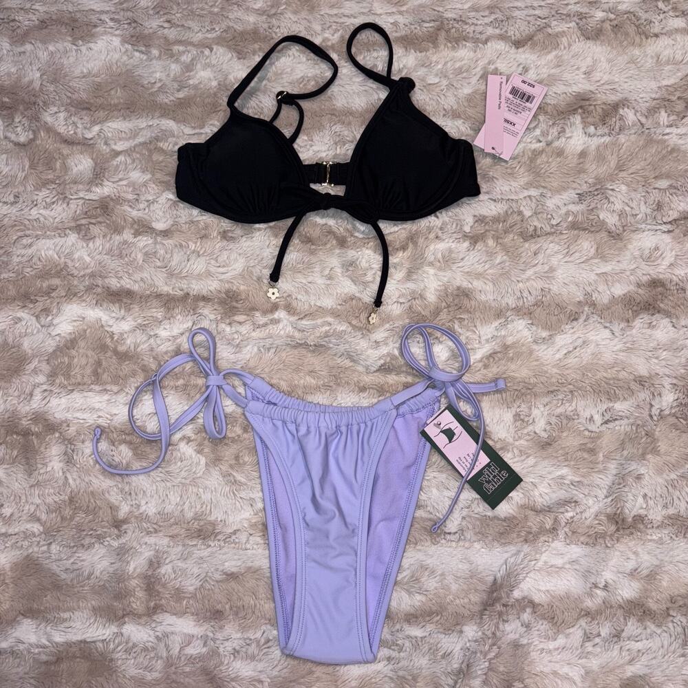 Wild Fable Bikini Set – Black & Lavender – Size XXS (00) – Super Cheeky